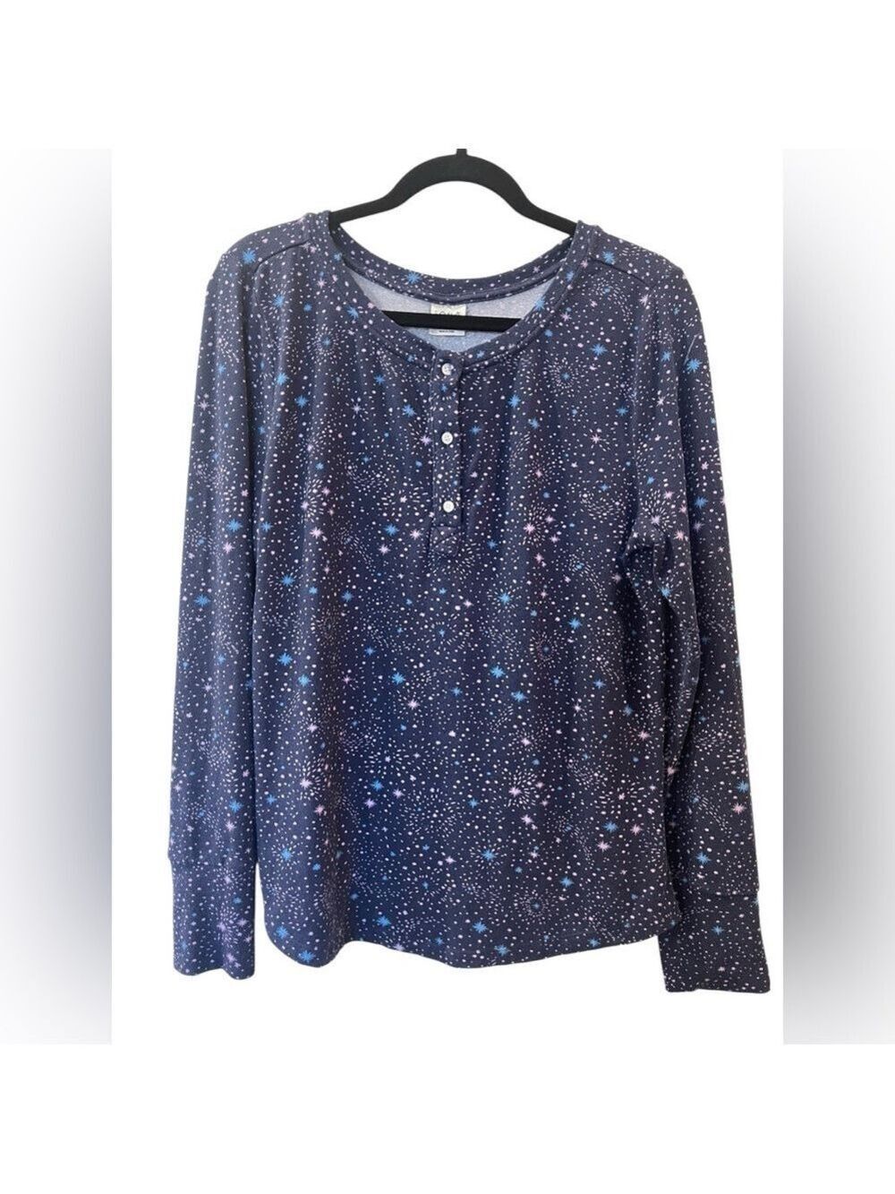 Soma Women’s Blue Starry Nights Henley Pajama Top Long Sleeve Size: Large